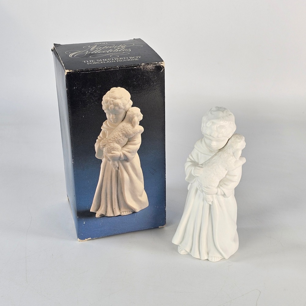 Avon Nativity Collectibles The Shepherd Boy Porcelain Figurine 1983 White Bisque